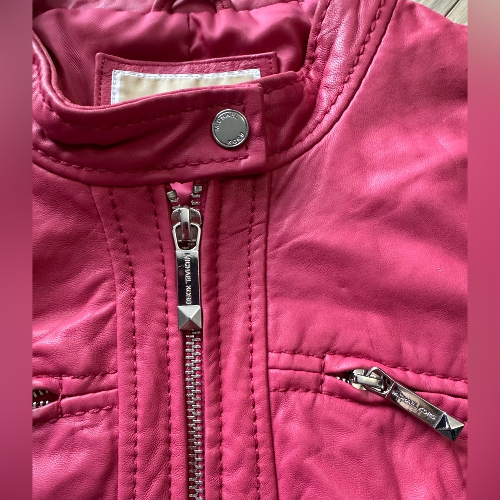 Michael Kors red Leather Jacket - Picture 3 of 9